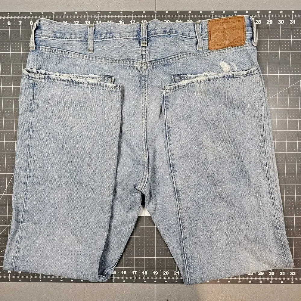 Levis Premium 551Z Jeans 38x32 Blue Hemp 90s Loose Baggy Straight Y2K Streetwear